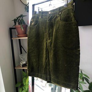 Green Velvet High-Waisted Skirt Italian